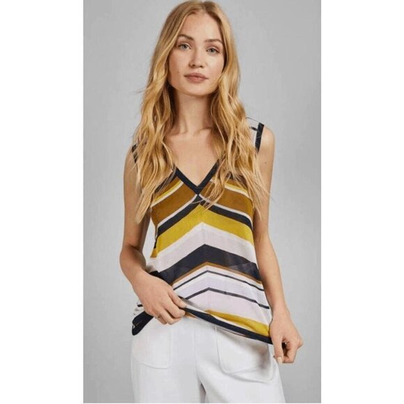 Ted Baker London  Women's Lennah maple Sleeveless Relaxed-Fit Striped tank top - Picture 1 of 7